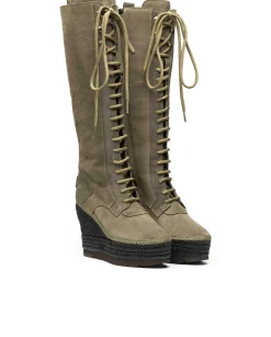 Mujer Vidorreta Outlet|Botas Altas|Bota alta en serraje kaki Tilo 7