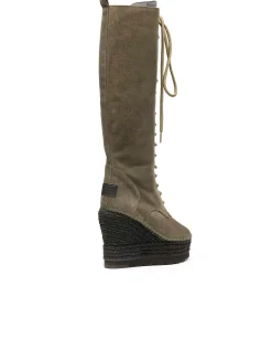 Mujer Vidorreta Outlet|Botas Altas|Bota alta en serraje kaki Tilo 7