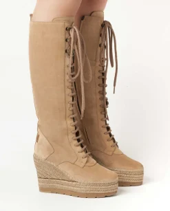 Mujer Vidorreta Outlet|Botas Altas|Bota alta en serraje nude Tilo 7
