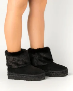 Vidorreta Outlet|Bota baja en serraje negro Merce Doble