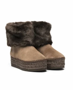 Vidorreta Outlet|Bota baja en serraje taupe Merde Doble