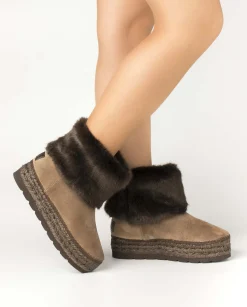 Vidorreta Outlet|Bota baja en serraje taupe Merde Doble