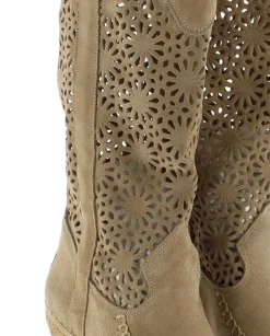 Mujer Vidorreta Botas Altas|Bota calada en serraje arena Tilo 7