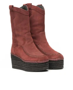 Vidorreta Outlet|Bota Cowboy en serraje burdeos Creta