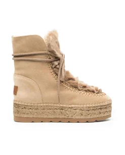 Vidorreta Outlet|Botin con pelo en serraje nude Merce Doble