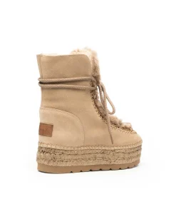 Vidorreta Outlet|Botin con pelo en serraje nude Merce Doble