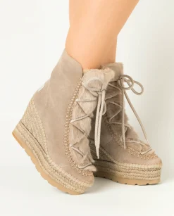 Vidorreta Outlet|Botin de pelo en serraje piedra Tilo 7