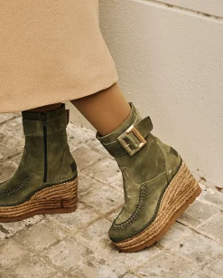 Mujer Vidorreta Botines|Botin hebilla en serraje kaki Tilo 5