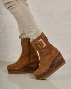 Mujer Vidorreta Botines|Botin hebilla en serraje cuero Tilo 5