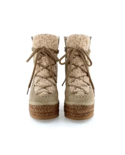 Mujer Vidorreta Botines|Botin plataforma en serraje taupe Merce Doble