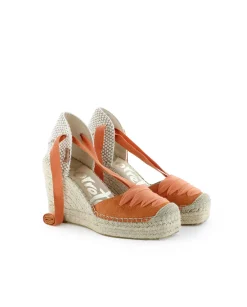 Mujer Vidorreta Sandalias Cuña|Campesina en serraje naranja Matisse