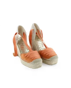 Mujer Vidorreta Sandalias Cuña|Campesina en serraje naranja Matisse
