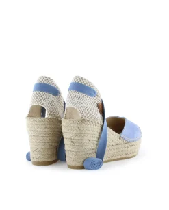 Mujer Vidorreta Sandalias Cuña|Campesina pico en serraje jeans Tilo 5