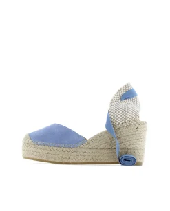 Mujer Vidorreta Sandalias Cuña|Campesina pico en serraje jeans Tilo 5