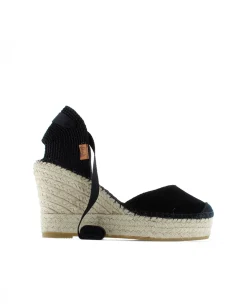 Mujer Vidorreta Sandalias Cuña|Campesina pico serraje negro Tilo 7