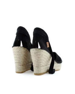 Mujer Vidorreta Sandalias Cuña|Campesina pico serraje negro Tilo 7