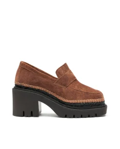 Vidorreta Outlet|Mocasín de tacón en cavallo cuero oscuro Panteta