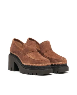 Vidorreta Outlet|Mocasín de tacón en cavallo cuero oscuro Panteta