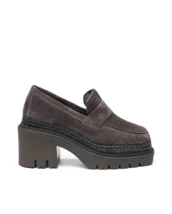 Vidorreta Outlet|Mocasín de tacón en cavallo gris Panteta