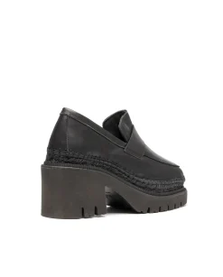 Vidorreta Outlet|Mocasín de tacón en velvet negro Panteta