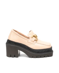 Vidorreta Outlet|Mocasín de tacón en velvet nude Panteta