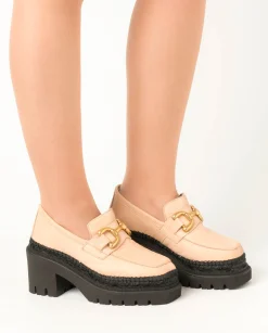 Vidorreta Outlet|Mocasín de tacón en velvet nude Panteta