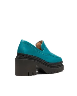 Vidorreta Outlet|Mocasín de tacón en velvet verde Panteta