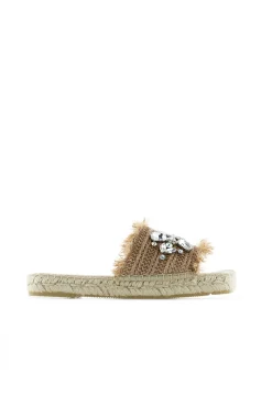 Mujer Vidorreta Sandalias Planas|Pinky rafia cristal camel Miró