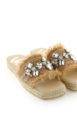 Mujer Vidorreta Sandalias Planas|Pinky rafia cristal camel Miró