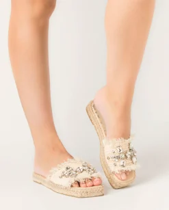 Mujer Vidorreta Sandalias Planas|Pinky rafia cristal crudo Miró