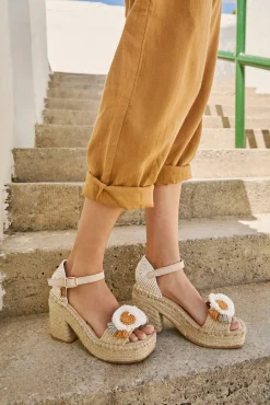 Mujer Vidorreta Sandalias Cuña|Sandalia abierta trenza natural apricot