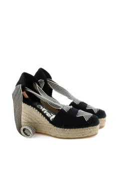 Mujer Vidorreta Sandalias Cuña|Sandalia cintas tejido x negro Tilo 7