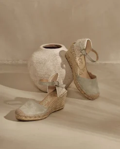 Mujer Vidorreta Sandalias Cuña|Sandalia en serraje agua claro Clavel