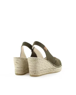 Mujer Vidorreta Sandalias Cuña|Sandalia en serraje kaki Clavel