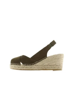 Mujer Vidorreta Sandalias Cuña|Sandalia en serraje kaki Clavel