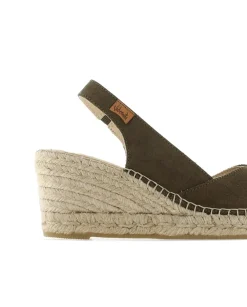 Mujer Vidorreta Sandalias Cuña|Sandalia en serraje kaki Clavel