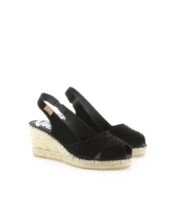 Mujer Vidorreta Sandalias Cuña|Sandalia en serraje negro Clavel
