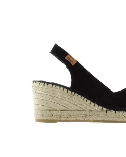 Mujer Vidorreta Sandalias Cuña|Sandalia en serraje negro Clavel