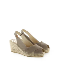 Mujer Vidorreta Sandalias Cuña|Sandalia en serraje taupe Clavel