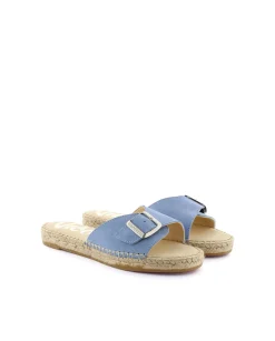 Mujer Vidorreta Sandalias Planas|Sandalias Bio|Sandalia hebilla en serraje jeans Malta