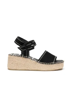 Vidorreta Outlet|Sandalia hebilla serraje negro Vinci