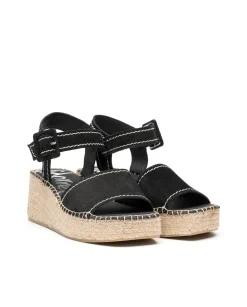 Vidorreta Outlet|Sandalia hebilla serraje negro Vinci