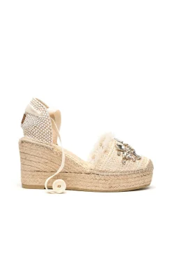 Mujer Vidorreta Sandalias Cuña|Sandalia rafia cristal crudo Tilo 5