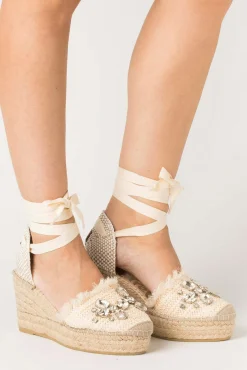 Mujer Vidorreta Sandalias Cuña|Sandalia rafia cristal crudo Tilo 5