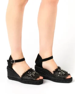 Vidorreta Outlet|Sandalia rafia cristales negro Matisse 5