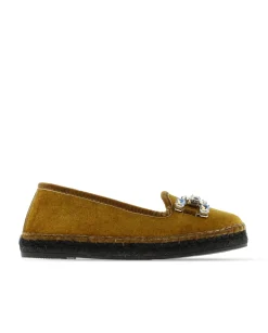 Vidorreta Outlet|Slipper adorno en terciopelo mostaza Pitiusa