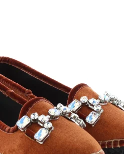 Vidorreta Outlet|Slipper adorno en terciopelo teja Pitiusa