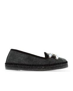 Vidorreta Outlet|Slipper adorno en terciopelo negro Pitiusa