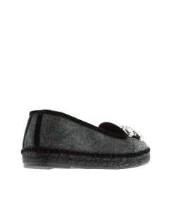 Vidorreta Outlet|Slipper adorno en terciopelo negro Pitiusa
