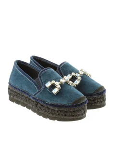 Vidorreta Outlet|Slipper detalle en terciopelo marino Merce Doble